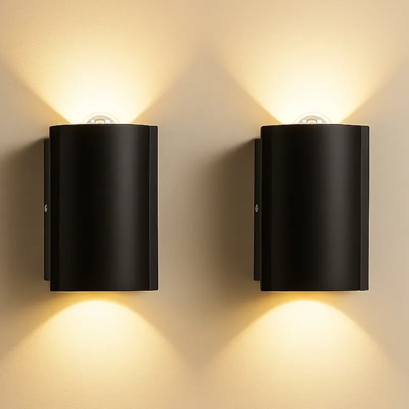 Prezzo Di Fabbrica Set 2 Applique da Muro 2 Led Lampada a Parete Nero Luce Bianco Caldo 4x6.5x4cm