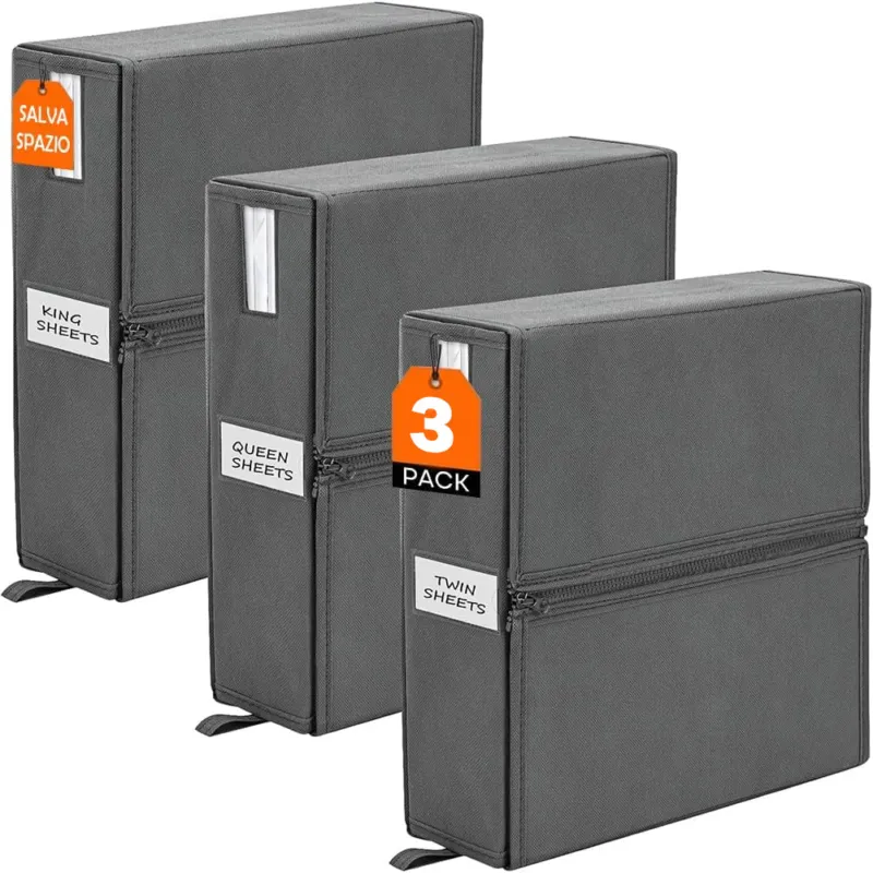 Compra Adesso Set 3 Organizer Pieghevoli da Armadio 33x33x10 cm Contenitori Salvaspazio