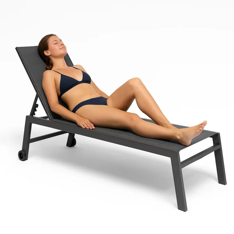 Scelto Dai Clienti Lettino Prendisole Lounge con Ruote Sdraio da Giardino Antracite Resistente UV