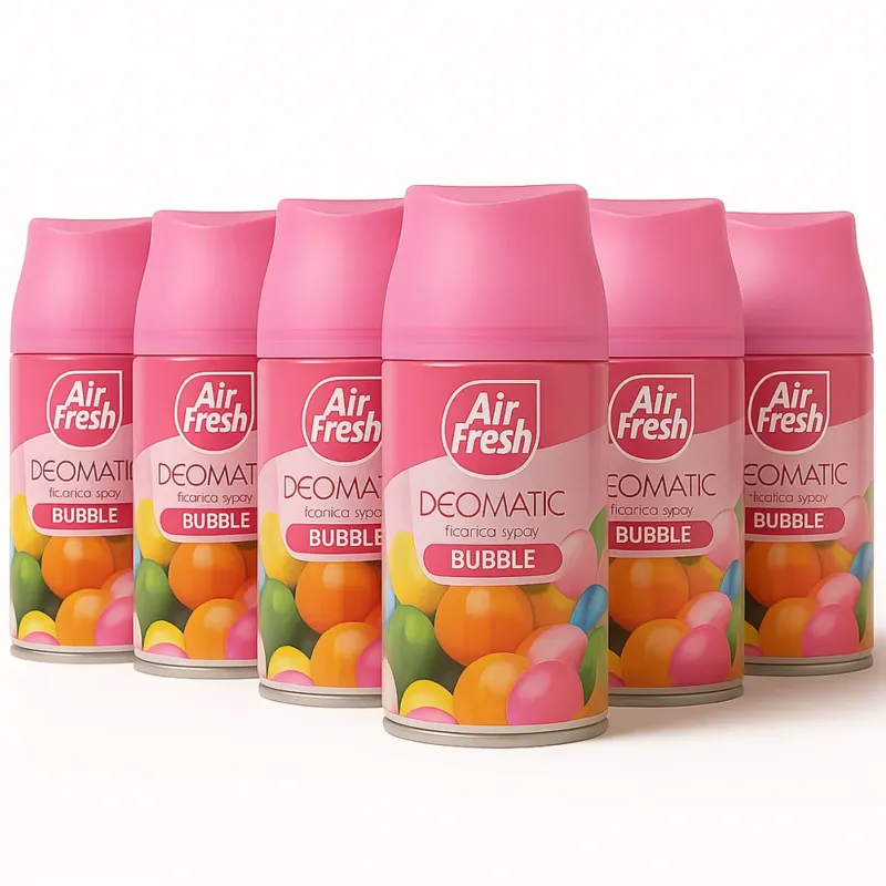 AIR FRESH Deomatic Set 6 x 250 ml Ricarica Spray Profumatore per Ambiente Bubble Vendita Finale