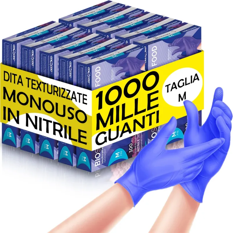 Scelto Dai Clienti 1000 x Guanti in Nitrile Monouso Blu Cobalto Senza Polvere e Lattice Taglia M