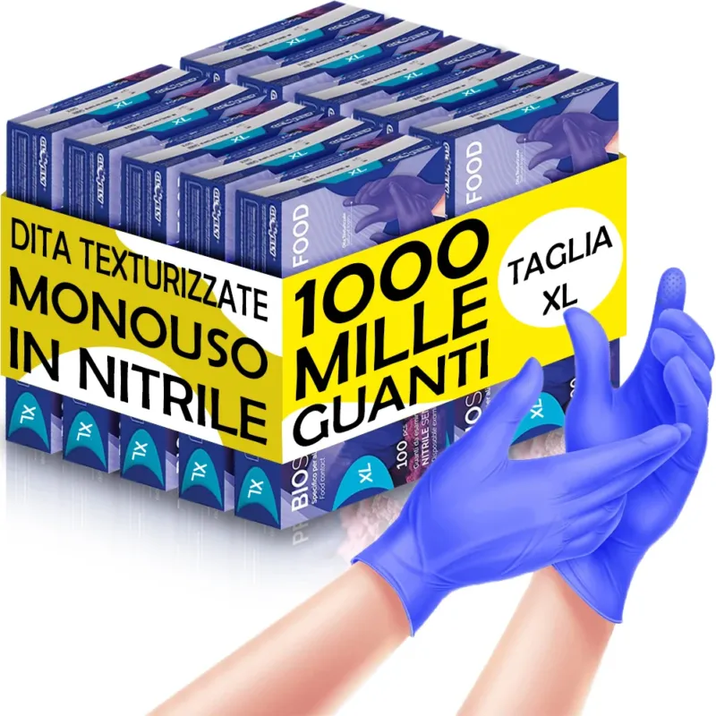 Popolare 1000 x Guanti in Nitrile Monouso Blu Cobalto Senza Polvere e Lattice Taglia XL