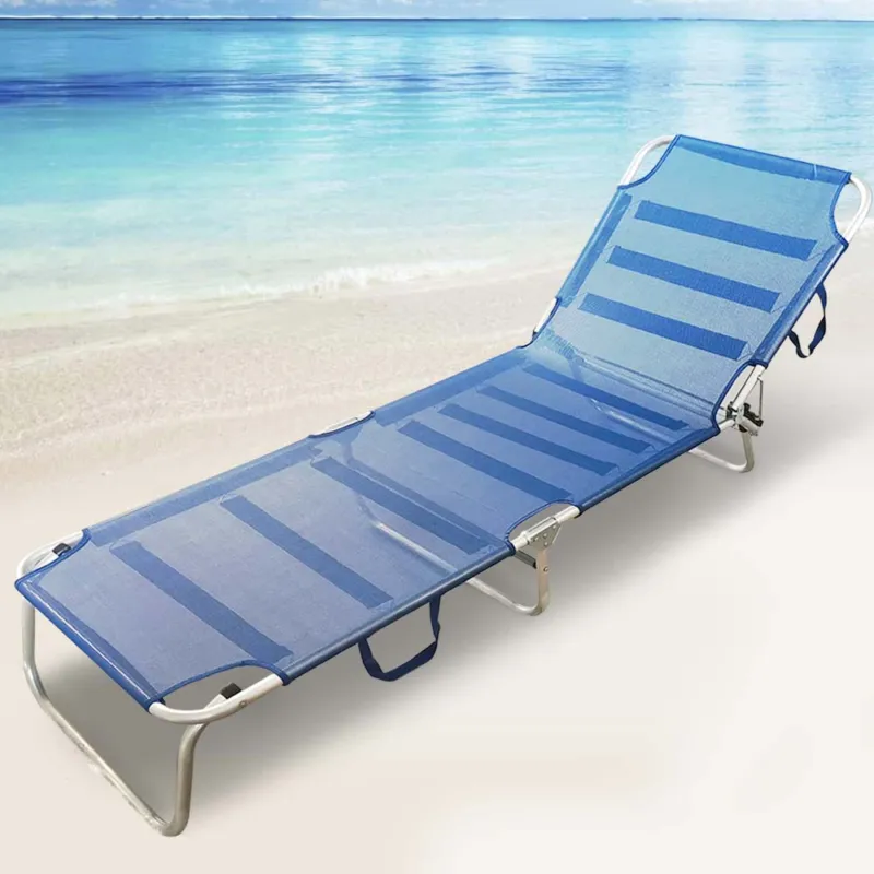 Lettino Prendisole Pieghevole in Alluminio e Texilene Mare Spiaggia Sdraio Blu Novità