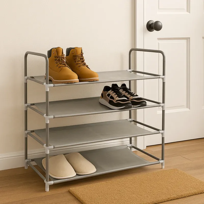 Scarpiera 4 Ripiani 12 Posti Porta Scarpe in Metallo Salvaspazio 72x58x28cm Professionale