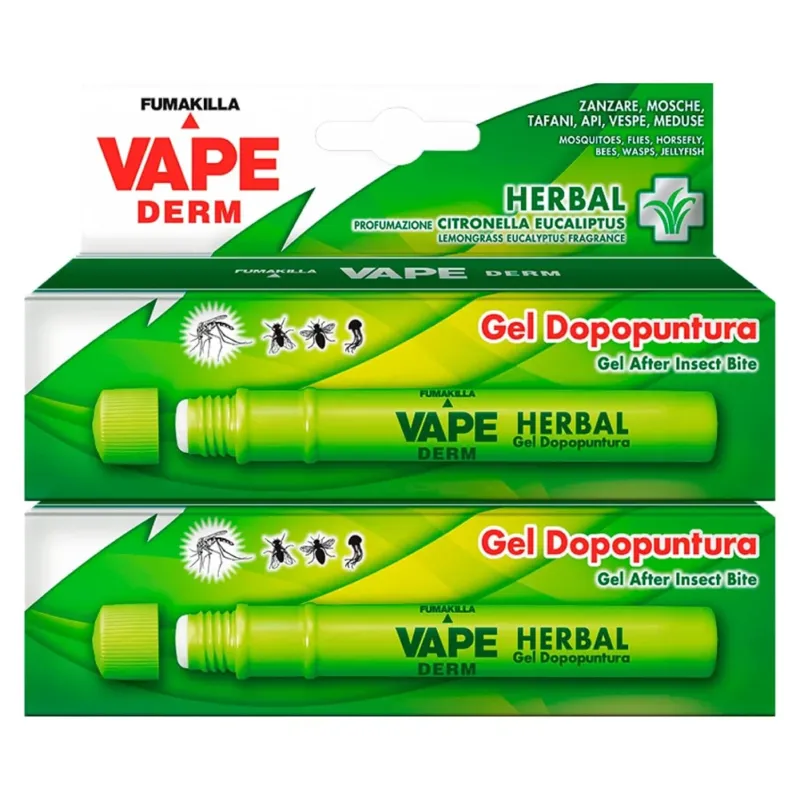 Sconto Set 2 Vape Derm Herbal Penna Gel Dopopuntura Zanzare e Mosche Lenitiva 1 x 10 ml