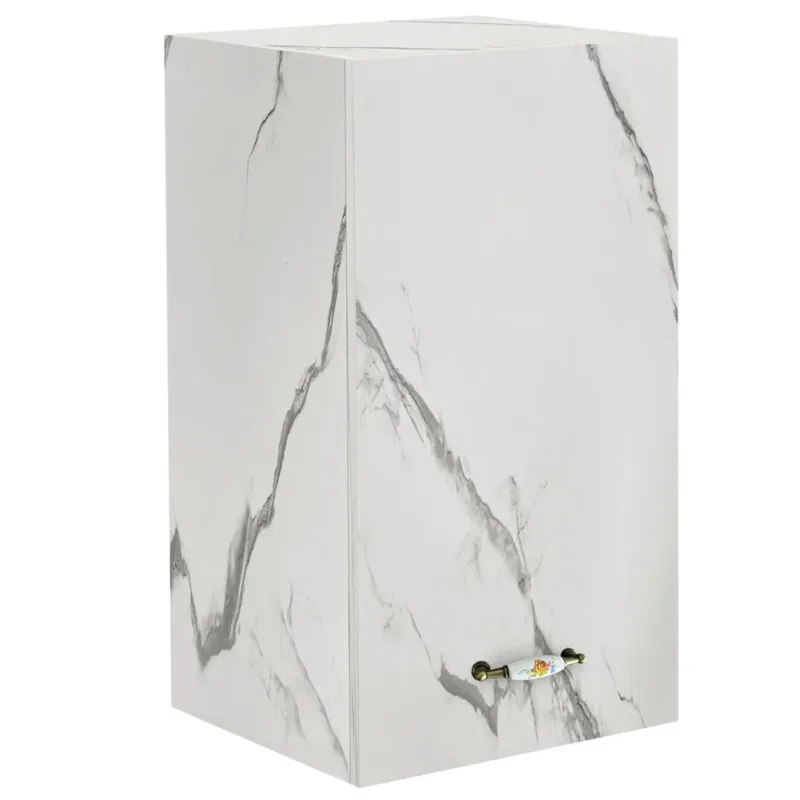 Pensile da Cucina Armadio Sospeso da Parete Design Minimal Bianco Effetto Marmo Di Tendenza