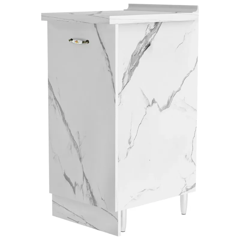 Mobile Base Cucina Componibile Minimal Bianco Effetto Marmo 1 Anta e 2 Scomparti Occasione Imperdibile