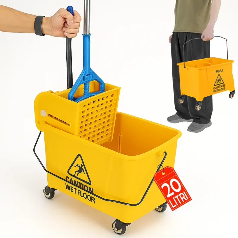 Carrello Pulizie Professionale Secchio Lavapavimenti 20 Lt per Mocio con Ruote Prezzo Scontato