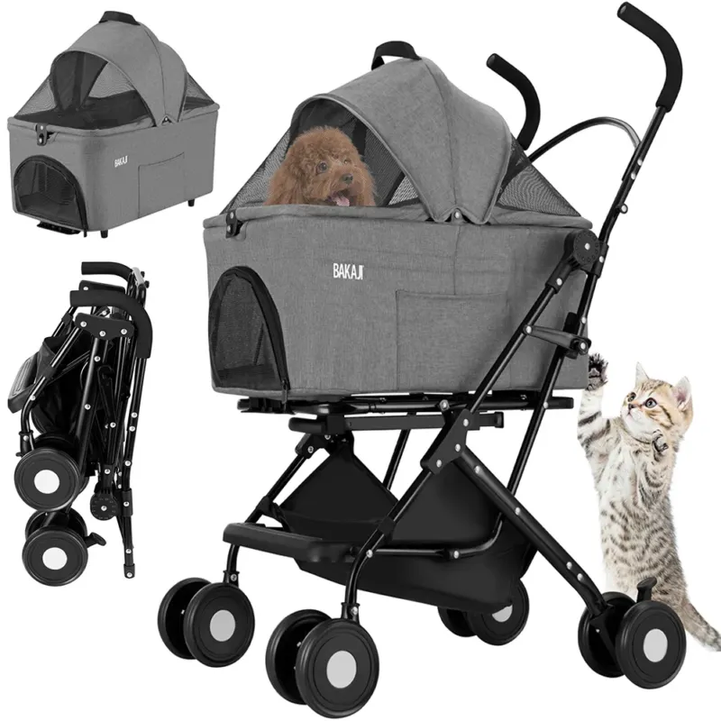 Passeggino per Cani e Gatti Traportino Rimovibile per Animali Domestici Grigio Ordina Subito