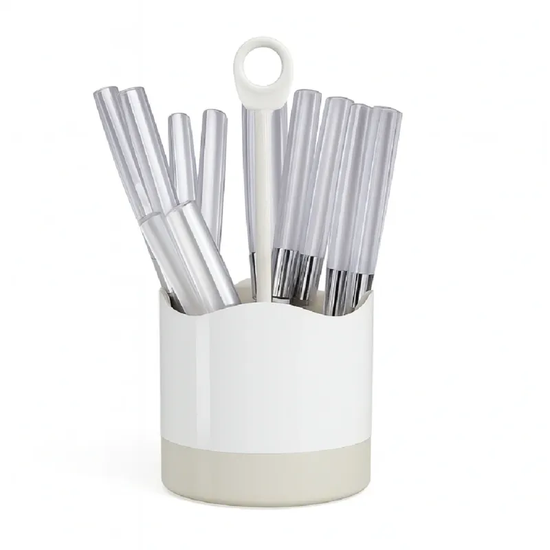 Di Tendenza Kit 16 Posate Acciaio Manico Grigio con Supporto Scolaposate Design Moderno