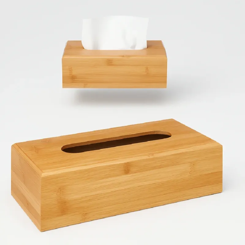 Consegna Rapida Porta Tovaglioli in Legno di Bambù Design Moderno 13x25H8 cm Naturale da Tavola