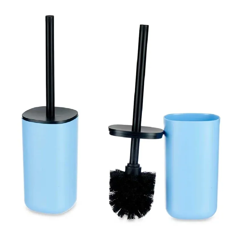 Popolare Scopino Per WC in Plastica Setole Antibatteriche e Chiusura ad Incastro Nero Blu