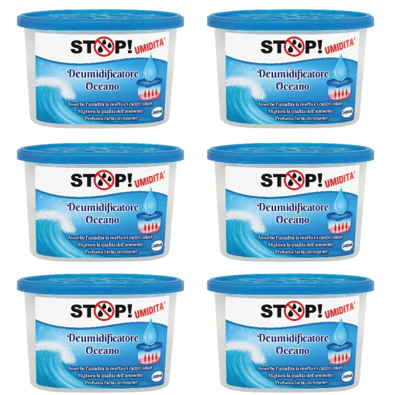 6 pezzi Deumidificatore Casa Portatile 500ml contro Muffa Assorbi Umidità Oceano Nuova Collezione