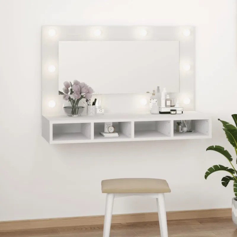 Mobile a Specchio con LED Bianco 90x31,5x62 cm Offerta