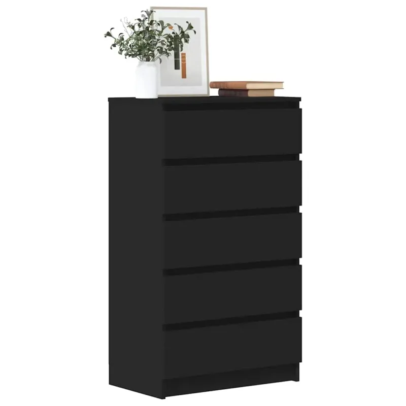 Cassettiera Nera 60x36x103 cm in Legno Multistrato Di Tendenza