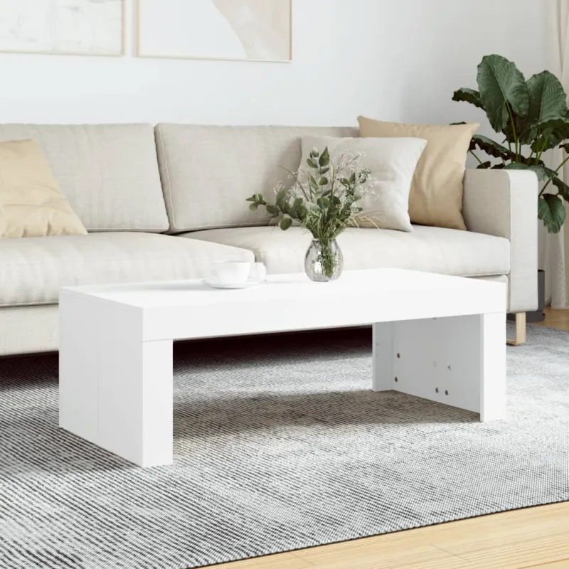 Subito Disponibile Tavolino da Salotto Bianco 102x50x36 cm in Legno Multistrato