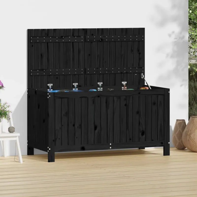 Offerta Limitata Contenitore da Giardino Nero 121x55x64cm Legno Massello di Pino