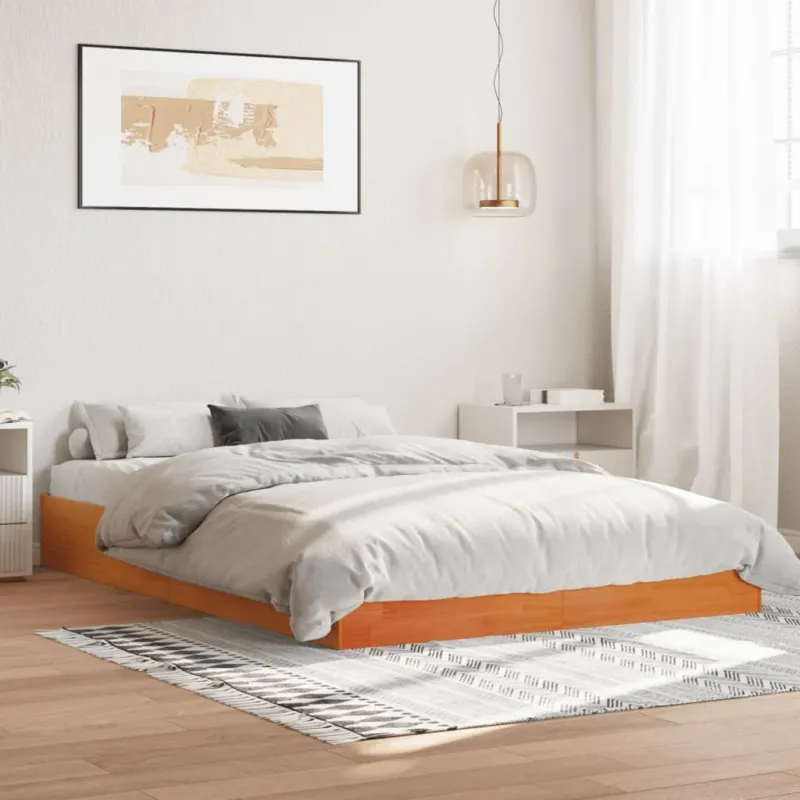 Giroletto senza Materasso Marrone Cera 160x200 cm Legno di Pino Prezzo Basso