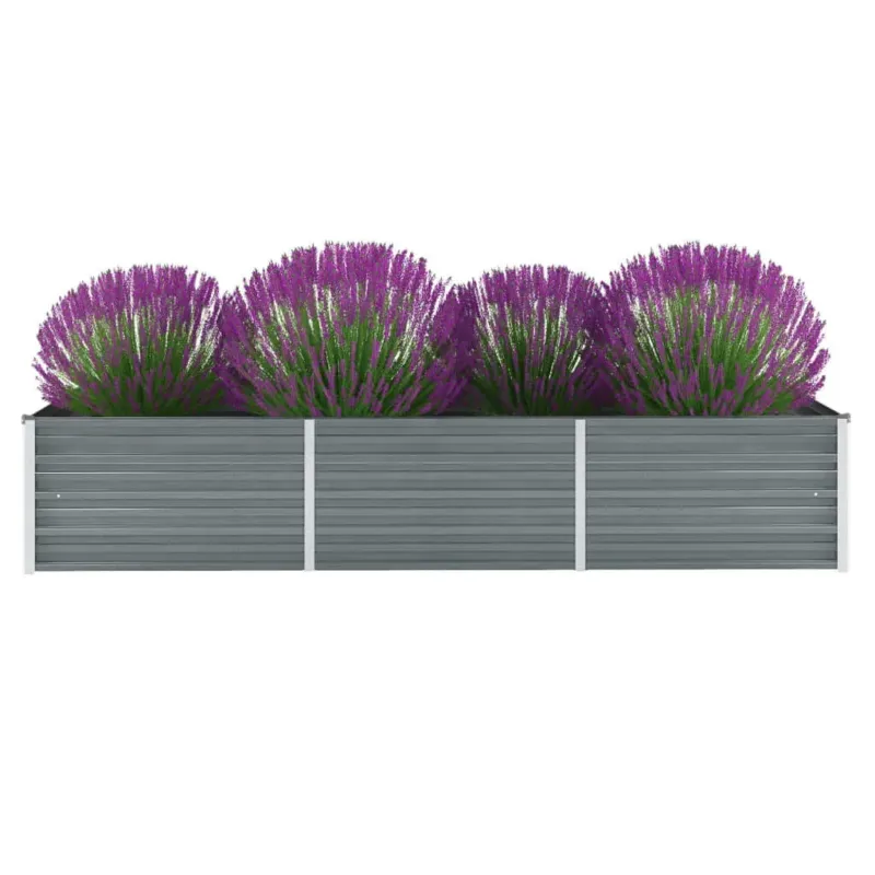 Letto Rialzato Giardino in Acciaio Zincato 240x80x45 cm Grigio Pagamento Sicuro
