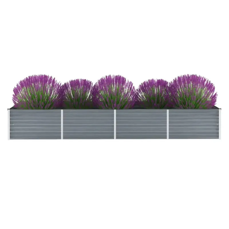 Letto Rialzato Giardino in Acciaio Zincato 320x80x45 cm Grigio Offerta Speciale