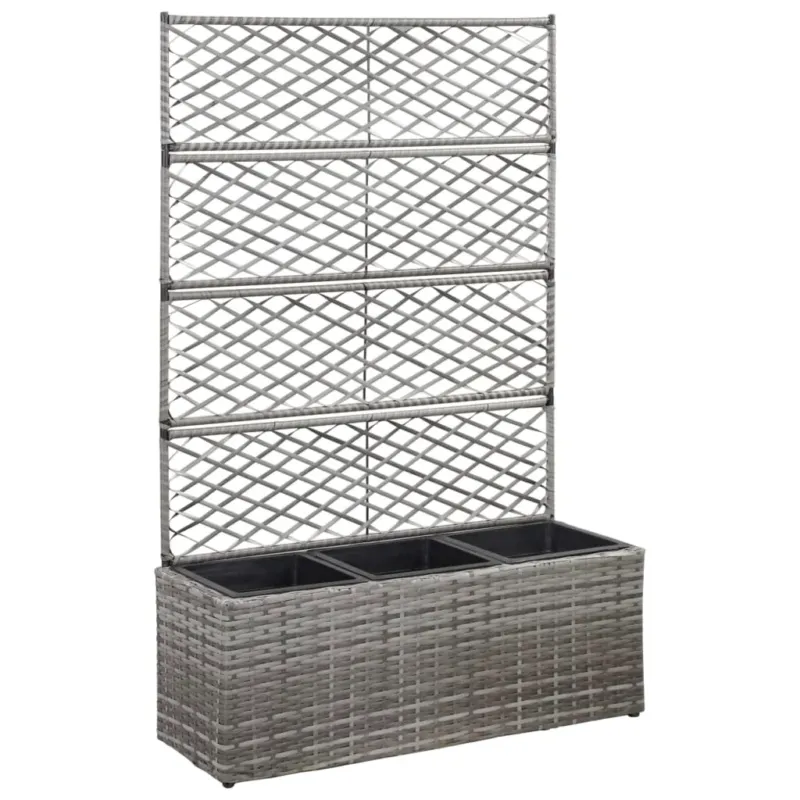 Letto Rialzato a Traliccio 3 Vasi 83x30x130cm Polyrattan Grigio Spedizione Espresso