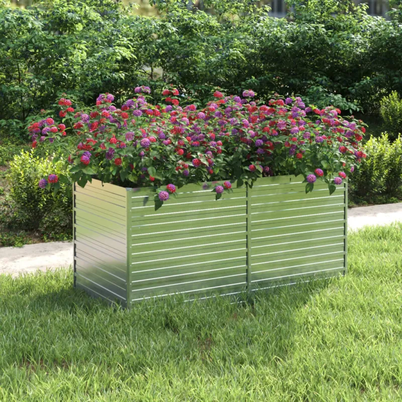 Ultimissimo Modello Letto Rialzato Giardino fai da te in Acciaio Zincato Argento 160x80x77cm Argento