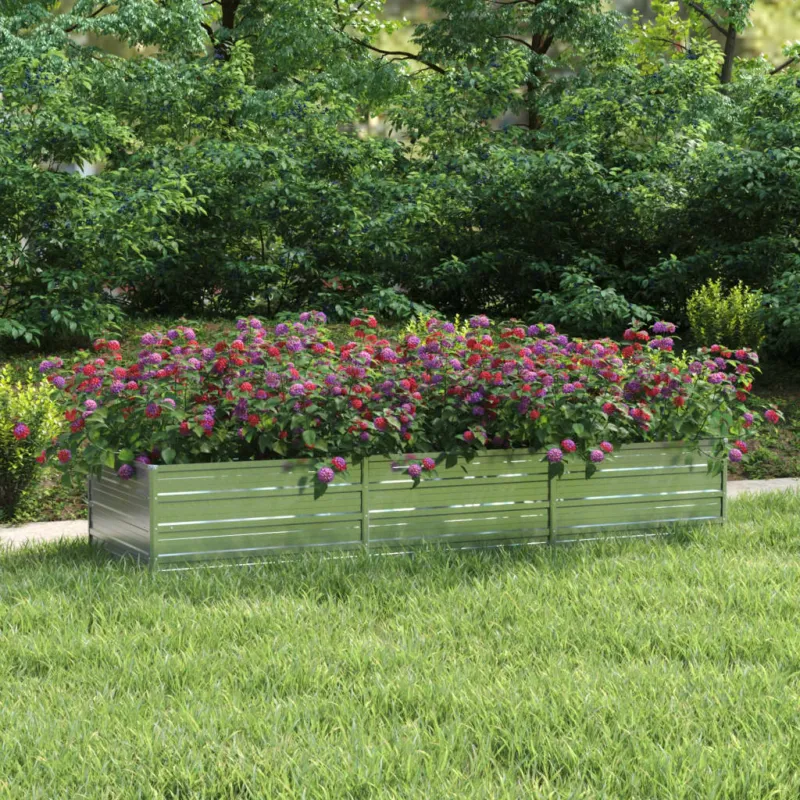 Letto Rialzato Giardino 240x80x45 cm in Acciaio Zincato Argento Ordina Subito