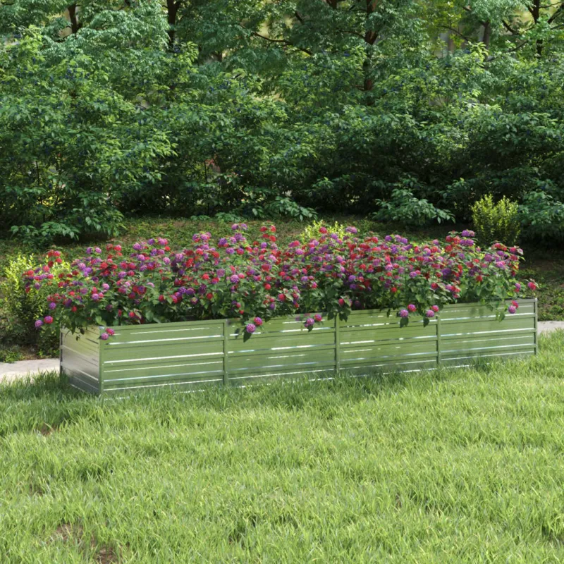 Letto Rialzato Giardino 320x80x45 cm in Acciaio Zincato Argento Prezzo Di Fabbrica