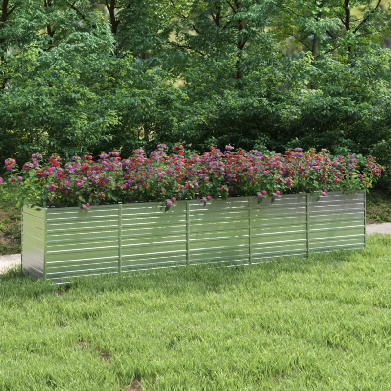 Letto Rialzato Giardino 400x80x77 cm in Acciaio Zincato Argento Ultime Pezzi