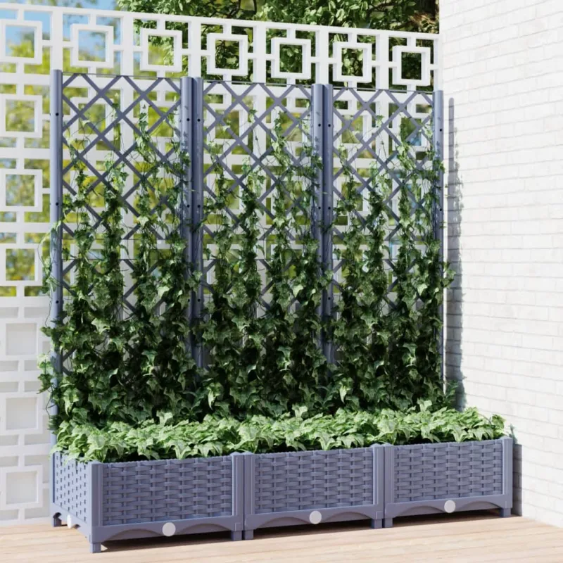 Fioriera da Giardino e Graticcio Grigio Blu 120x40x121,5cm PP Materiale Durevole Offerta Limitata