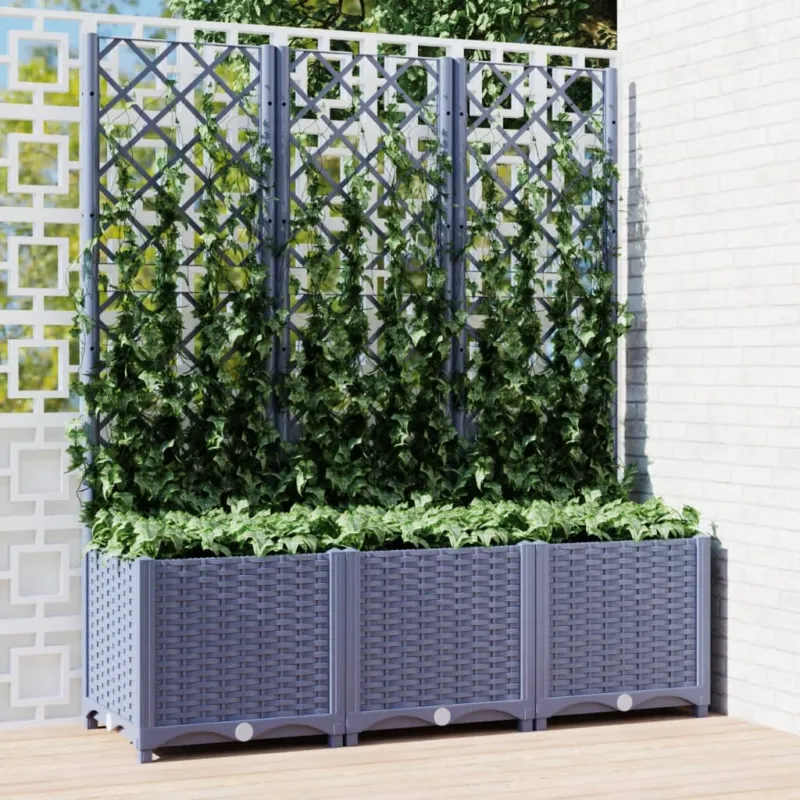 Fioriera da Giardino con Graticcio Grigio Blu 120x40x136 cm PP Ultima Occasione
