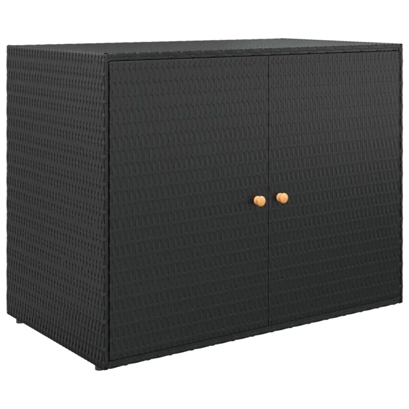 Scelto Dai Clienti Mobile Portaoggetti da Giardino 100x55,5x80cm Polyrattan Materiale Durevole Nero