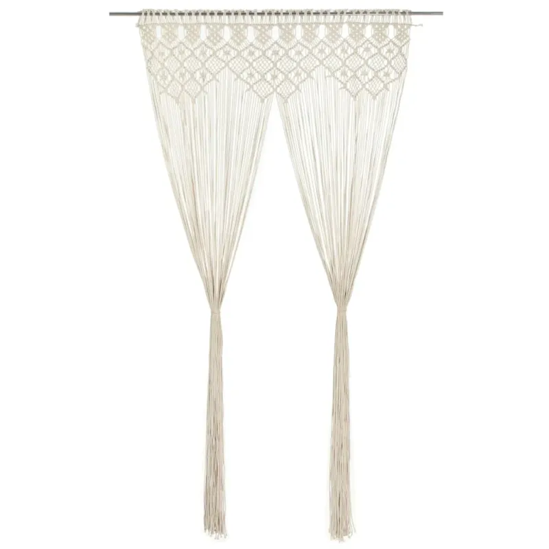A Buon Prezzo Tenda Macramè 140x240 cm in Cotone Colore Crema Realizzato a Mano