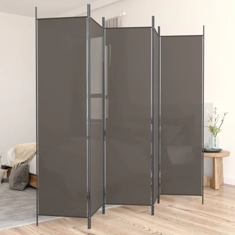 Divisorio a 5 Pannelli Antracite 250x200 cm Tessuto Popolare