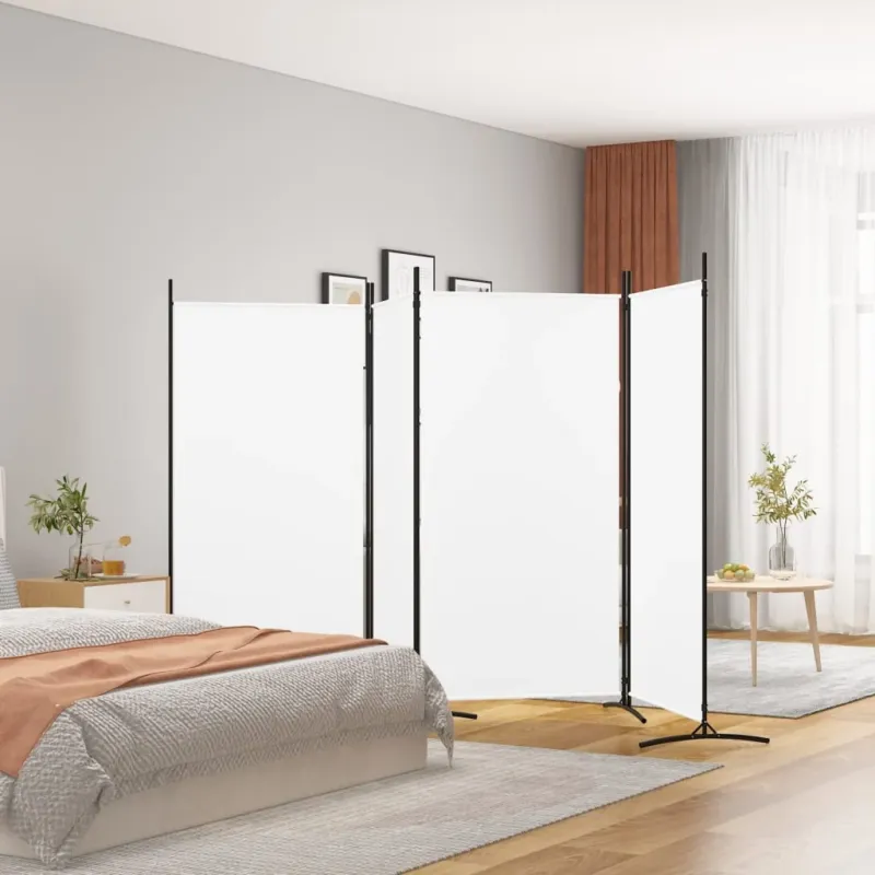 Promozione Esclusiva Divisorio a 4 Pannelli Bianco 346x180 cm Tessuto