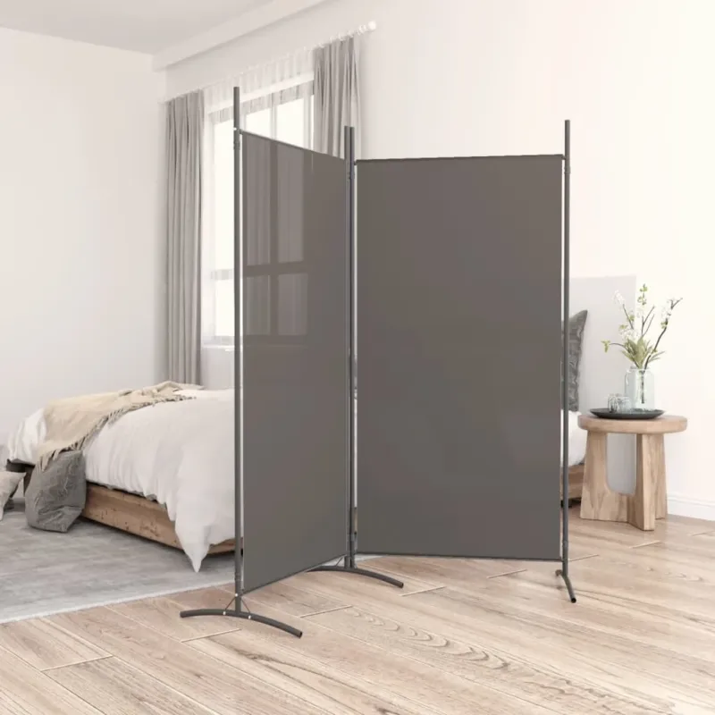 Divisorio a 2 Pannelli Antracite 175x180 cm Tessuto Must-Have