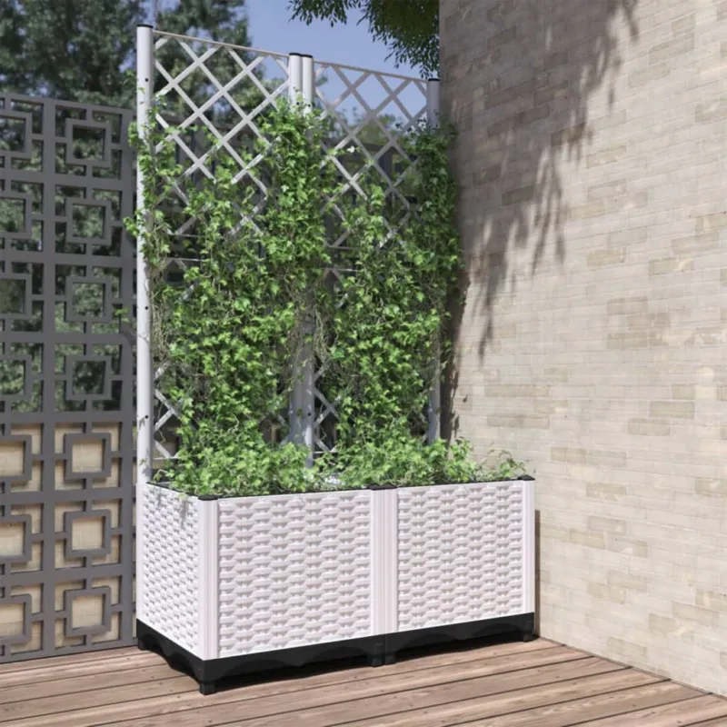 Prezzo Di Fabbrica Fioriera da Giardino con Graticcio Bianco 80x40x136 cm PP