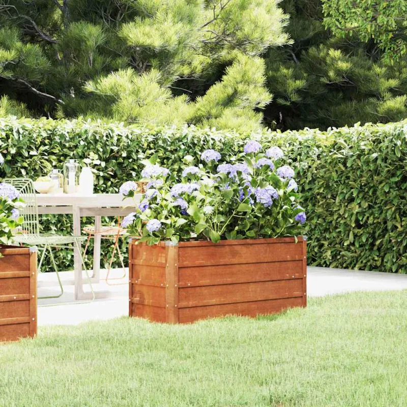 Letto Rialzato da Giardino Ruggine 100x40x45 cm Acciaio Corten Resistente A Buon Prezzo
