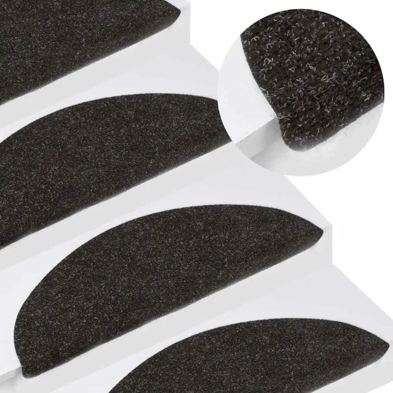 Consegna Rapida Tappeti Ammortizzati Adesivi per Scale 15 pezzi 56x17x3 cm Nero
