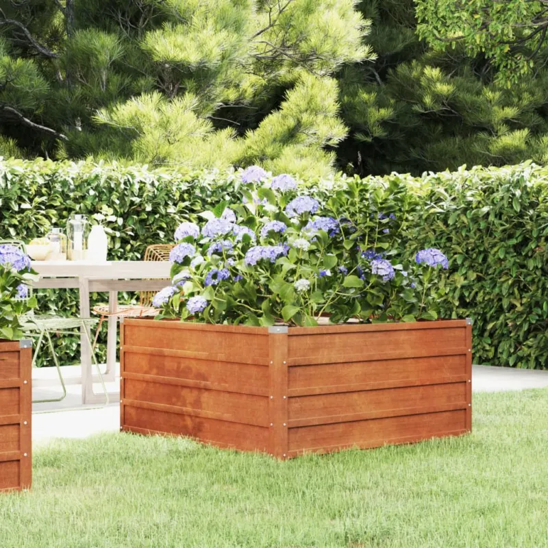 Compra Adesso Letto Rialzato da Giardino Ruggine 100x100x45 cm Acciaio Corten