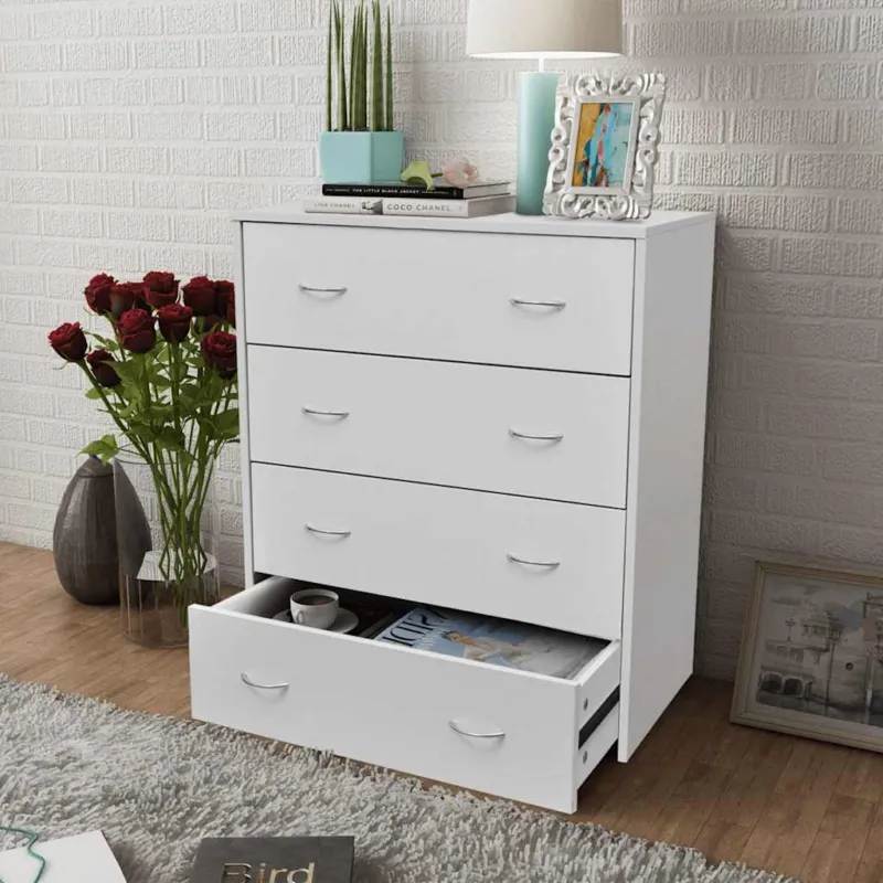 Credenza con 4 Cassetti 60x30,5x71 cm Bianca Solo Oggi