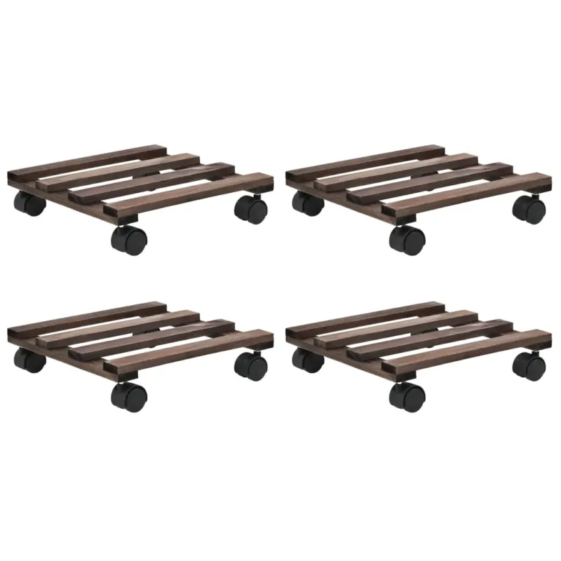 Pedane con Ruote per Piante 4 pezzi in Legno di Cedro 25x25 cm Offerta Lampo
