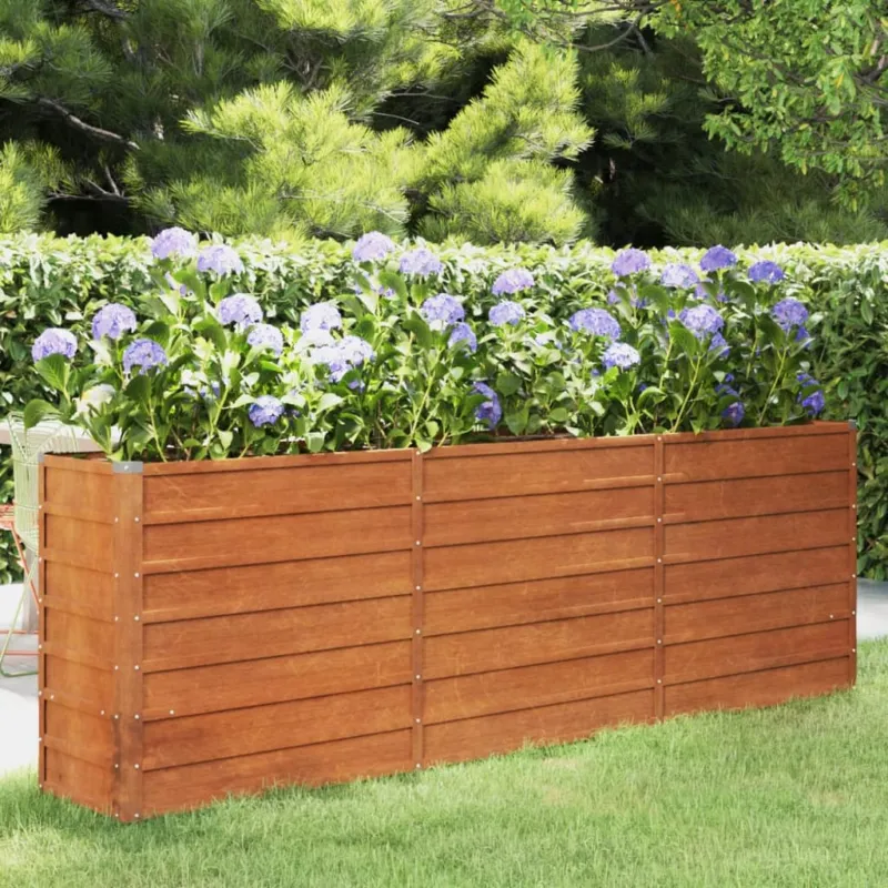 Promo Stagionale Letto Rialzato da Giardino Ruggine 240x40x77 cm Acciaio Corten Resistente