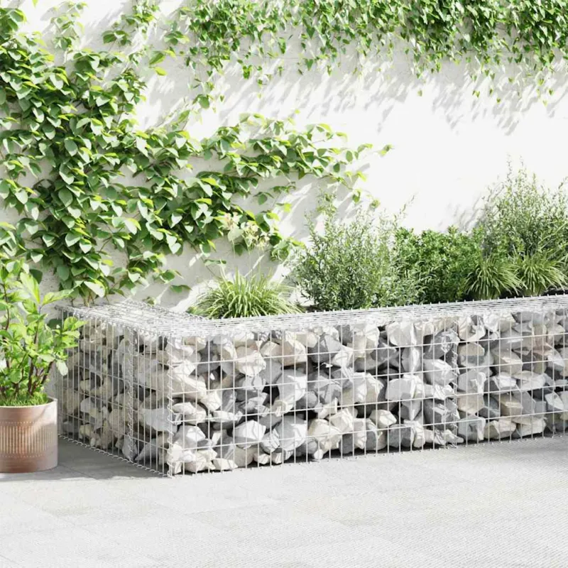 Consegna Rapida Gabbione con Copertura in Acciaio Zincato 300x30x50 cm