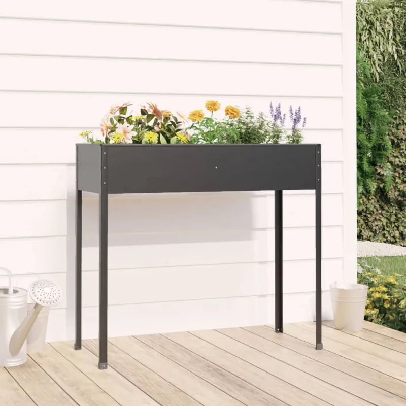 Economico Fioriera da Giardino Antracite 100,5x40,5x90 cm Acciaio Zincato