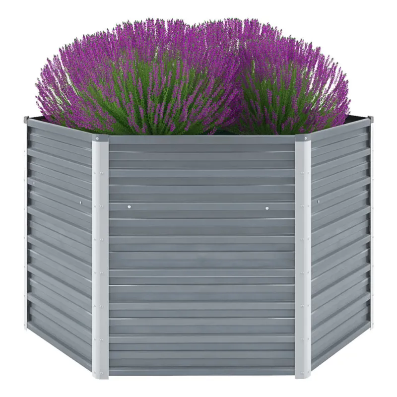 Acquista Ora Letto Rialzato Giardino in Acciaio Zincato Fondo Aperto 129x129x77 cm Grigio