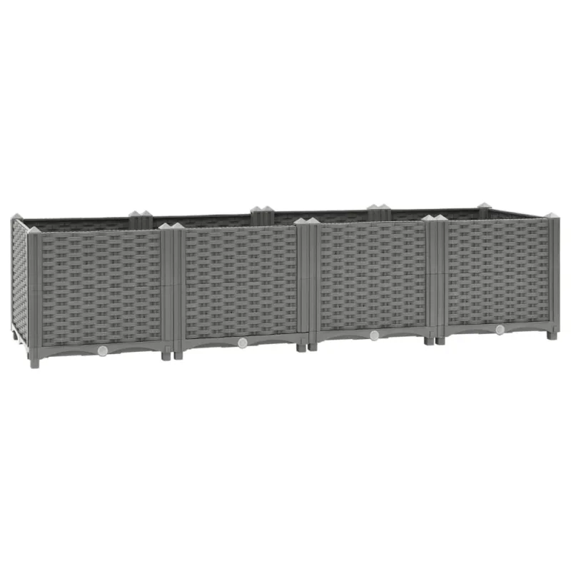 Fioriera Rialzata 160x40x38 cm in Polipropilene Grigio Chiaro Economico