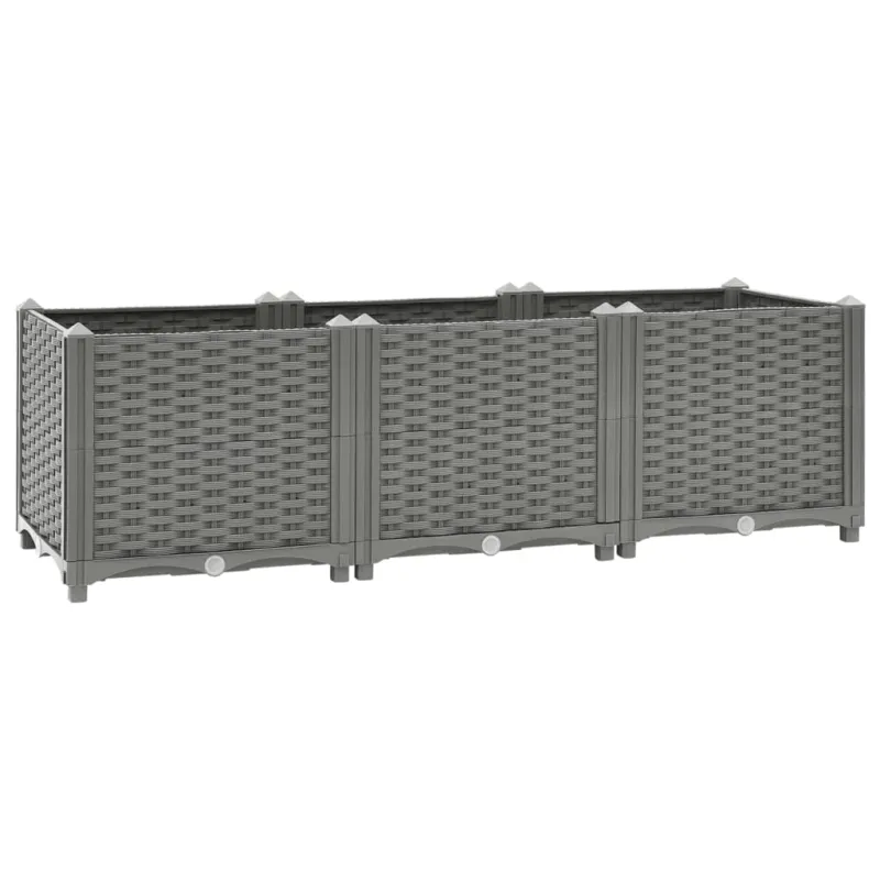 Fioriera Rialzata 120x40x38 cm in Polipropilene Grigio Chiaro Design Elegante A Buon Prezzo