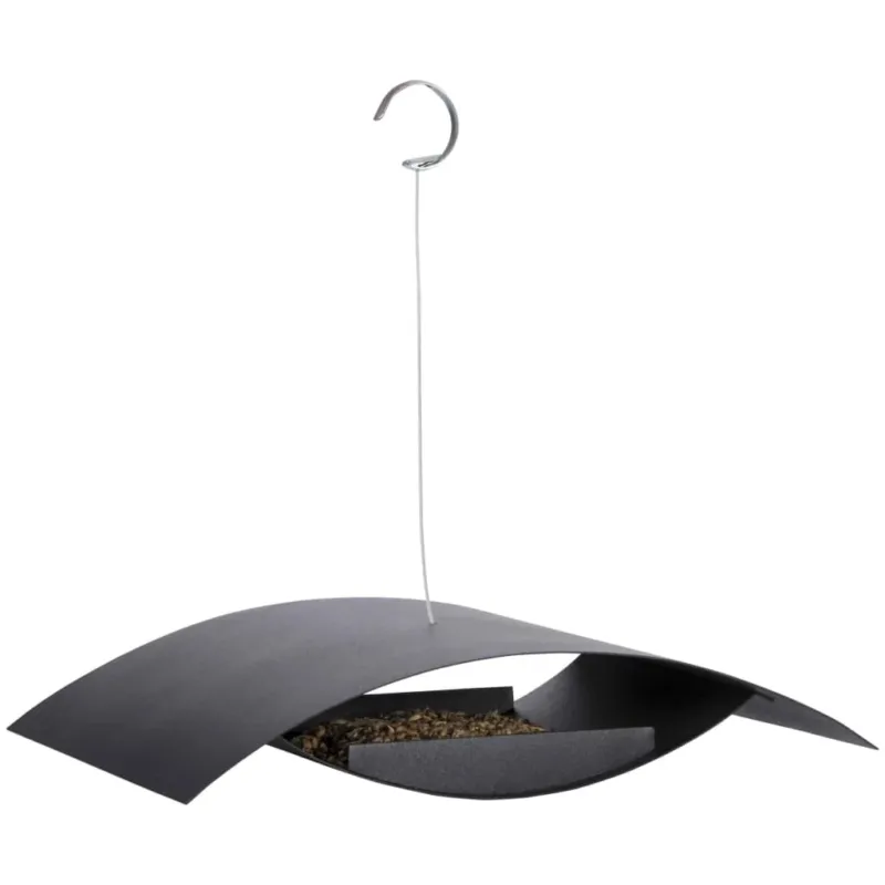 Postazione con Mangiatoia Uccelli Design Moderno Acciaio 39,5x28,1x8,5 cm Nero Più Venduto
