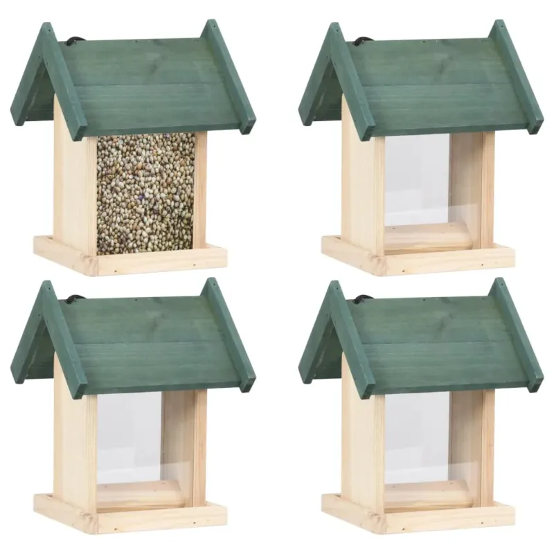 Mangiatoie per Uccelli 4 pezzi in Legno di Abete Pannello in PVC 19x19x25 cm Promo Stagionale